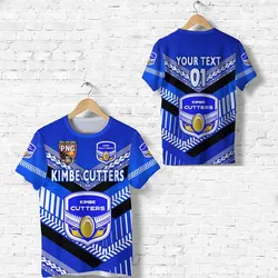 (Custom Personalised) Papua New Guinea Kimbe Cutters T Shirt Rugby - Blue, Custom Text And Number LT8