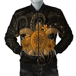 Alohawaii Jacket - Hawaii Turtle Hibiscus Polynesian Bomber Jacket - Full Style - Gold - AH - J4R