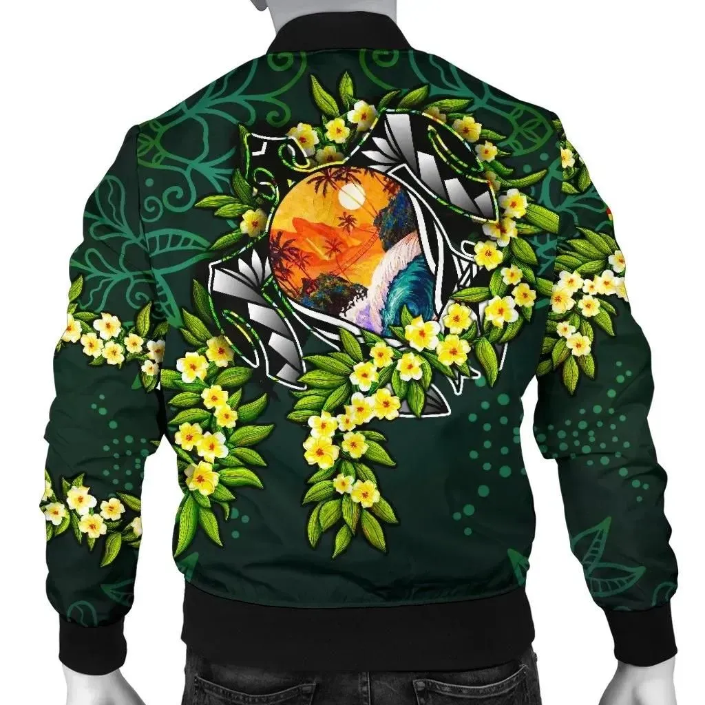 FamilyGaterJacket - Bomber Jacket Polynesian Hawaii - Ti Leaf Lei Turtle - BN11