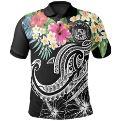 Alohawaii Shirt - Polo Shirt Polynesian Hawaii Summer Plumeria (Black) - BN15