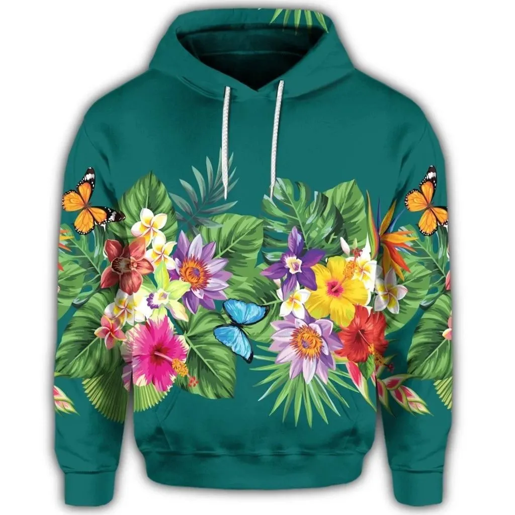 Alohawaii Hoodie - Hawaiian Tropical Strelitzia Plumeria Orchids Hibiscus Polynesian Hoodie - AH - JR