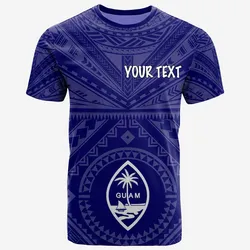 Guam Personalised T-Shirt - Guam Seal With Polynesian Tattoo Style (Blue)