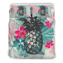 Hawaiian Pineapple Hibiscus Polynesian Bedding Set - AH J9