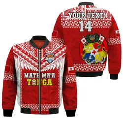 (Custom Text And Number) Tonga Rugby Bomber Jacket Mate Maa Tonga Pacific Ngatu White LT14