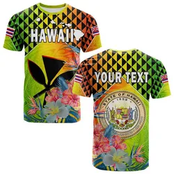 (Custom Personalised) Hawaii T Shirt Hawaiian Tribal Kanaka Maoli Hibiscus LT14