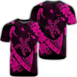 Hawaiian Map Hibiscus Turtle Fish Hook Polynesian T-Shirt Pink - AH