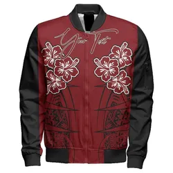 Polynesian Pride Jacket - Personalized Hawaii Spearhead Hibiscus Polynesian Sleeve Zip Bomber Jacket LT10