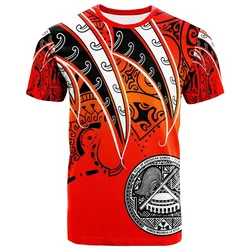 American Samoa T shirt - Tropical Leaf Red Gradient Style