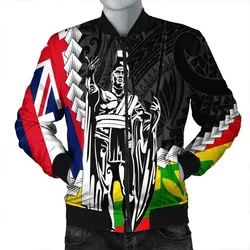 Hawaii Two Flag Kanaka Maoli King Polynesian Bomber Jacket - AH
