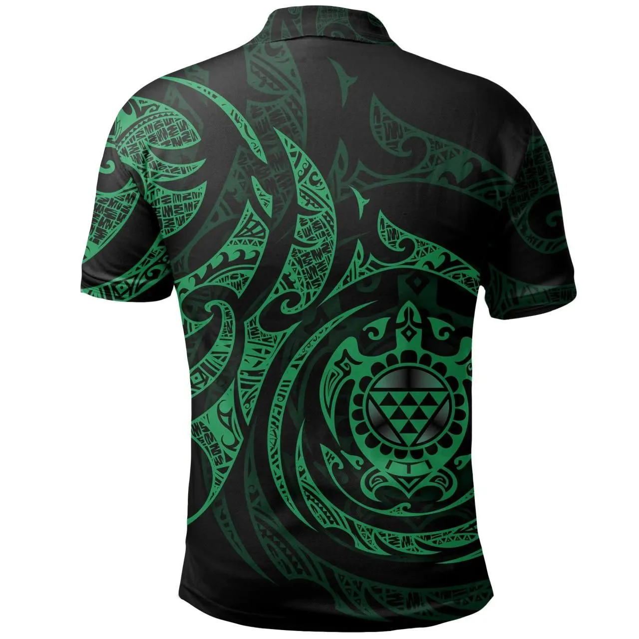 Polynesian All Over Polo Shirt - Polynesian Green Turtle Tribal Tattoo
