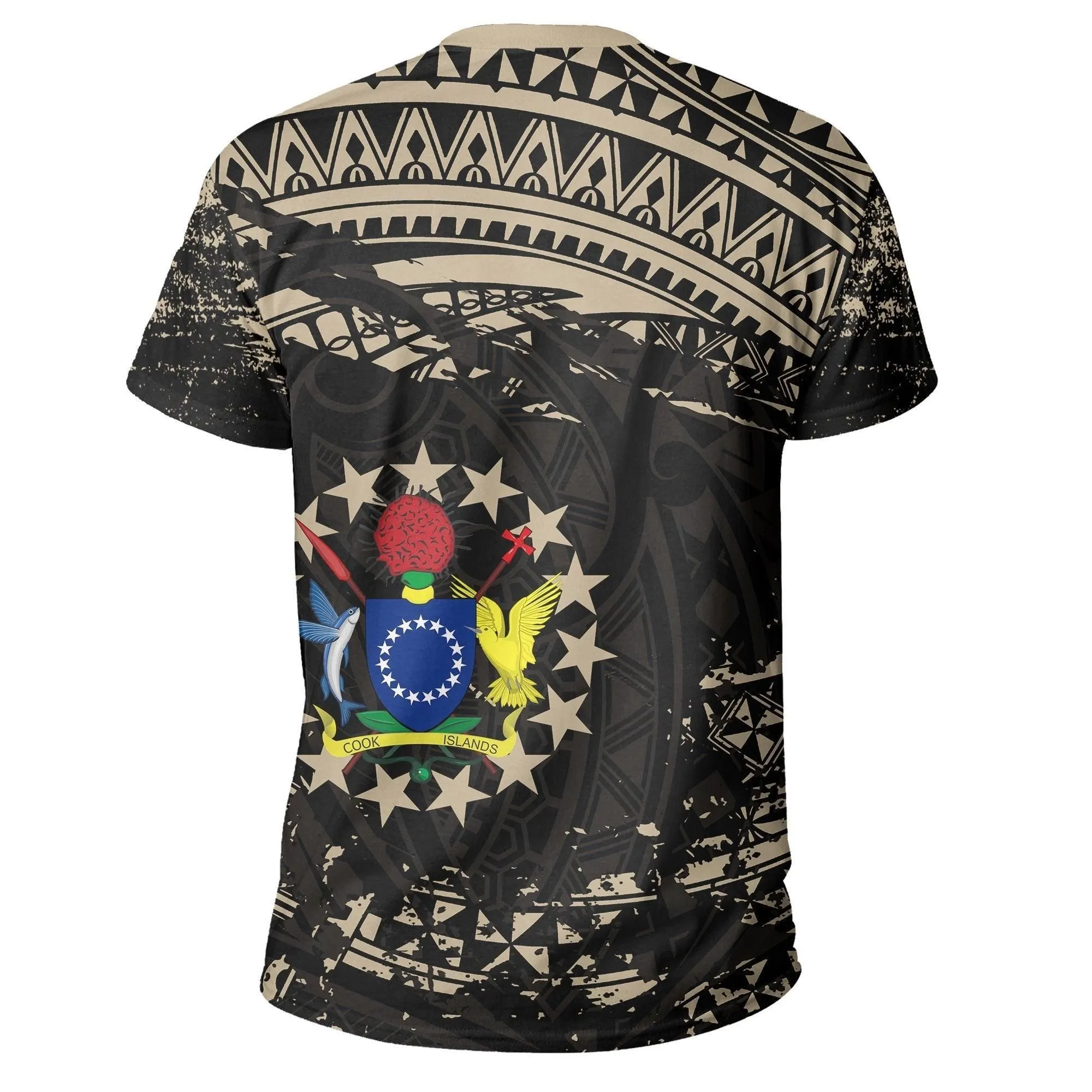 Cook Islands T shirt, Kuki Airani Tattoo Shirt - Tan