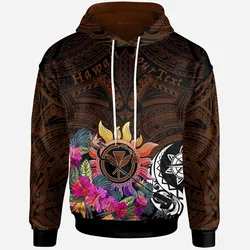 (Custom Personalised)Polynesian Hawaii Kanaka Maoli Hoodie - Hibiscus Flowers & Polynesian Patterns
