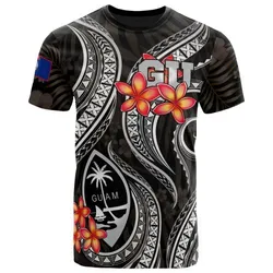 Guam Polynesian T shirt - Black Plumeria