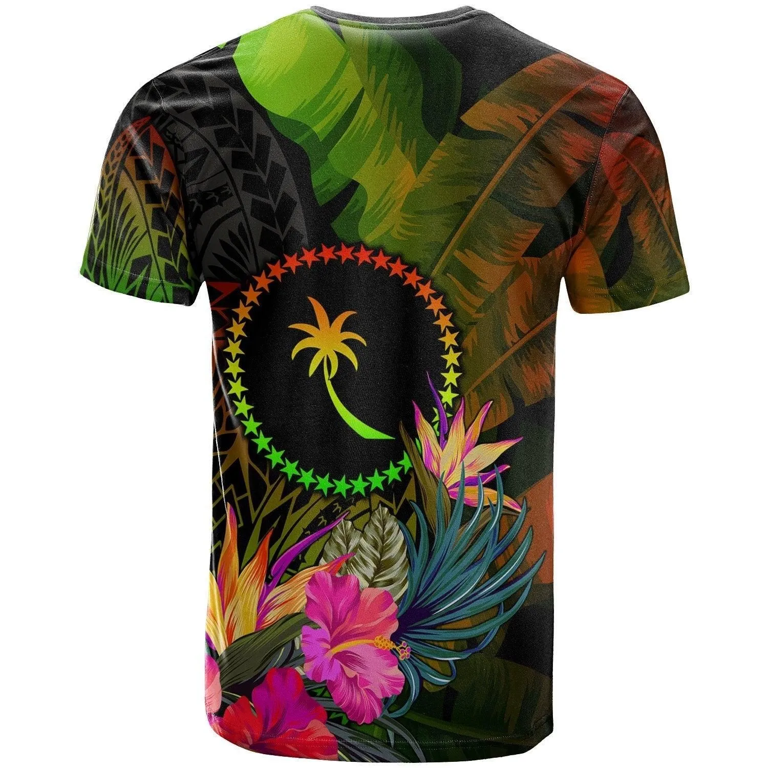 Chuuk Polynesian Personalised T Shirt -Hibiscus and Banana Leaves