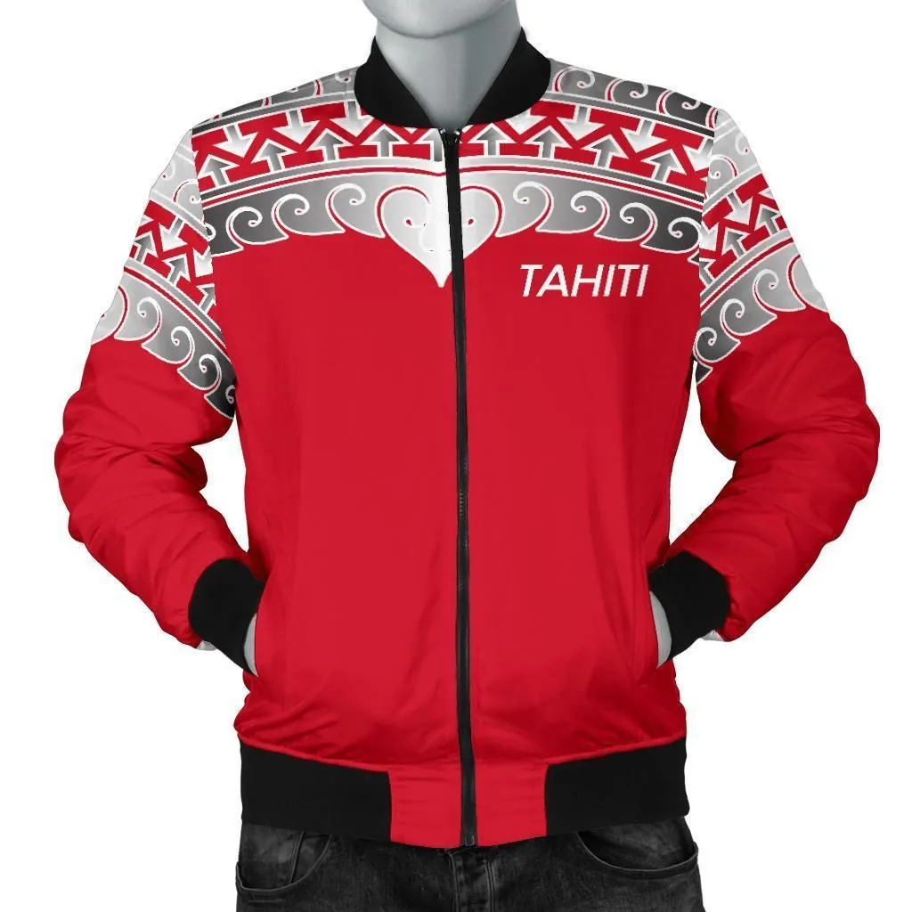 Tahiti Polynesian Men Bomber Jacket - Wave Style