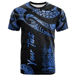 New Caledonia Polynesian Custom Personalised T shirt - Poly Tattoo Blue Version