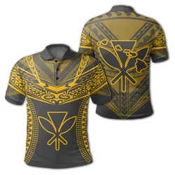 Hawaiian Kanaka Map Football Jersey Polo Shirt - Grey And Yellow - Roger Style - AH