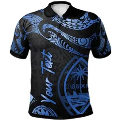 Guam Polynesian Custom Personalised Polo Shirt - Poly Tattoo Blue Version