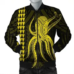 Alohawaii Jacket - Hawaii Octopus KaKau Polynesian Bomber Jacket - Yellow - AH - J4R