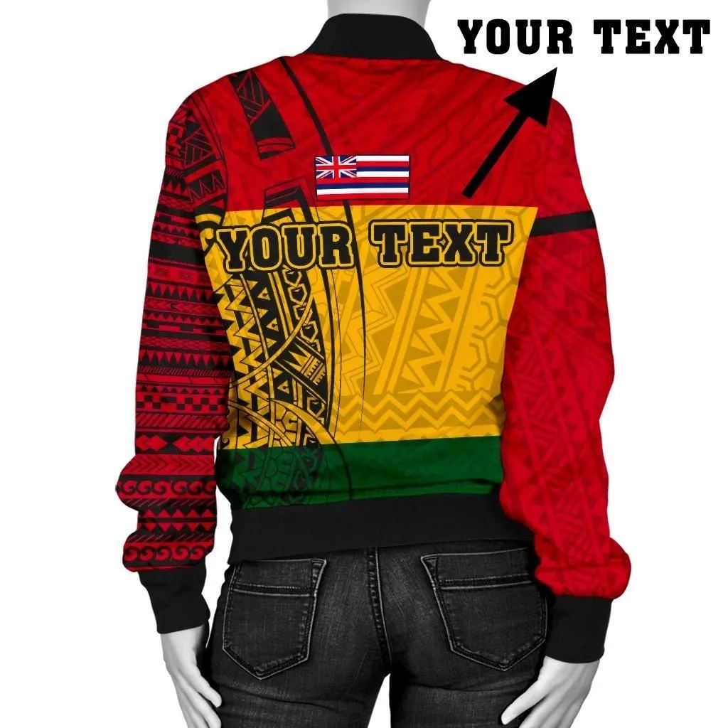 Hawaii Kanaka Flag Polynesian Personalized Womens Bomber Jacket