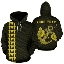 Alohawaii Hoodie - Polynesian Kakau Anchor Hibiscus Hawaii Personalized Hoodie - Yellow - AH - J6