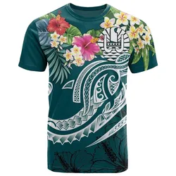 Tahiti Polynesian T shirt - Summer Plumeria Turquoise