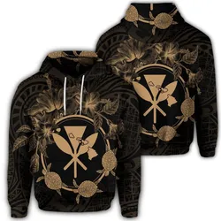 Hawaiian Kanaka Turtle Hibiscus Polynesian Hoodie - Anthea Style Gold