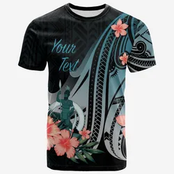 Vanuatu Personalised Custom T shirt - Turquoise Polynesian Hibiscus Pattern Style
