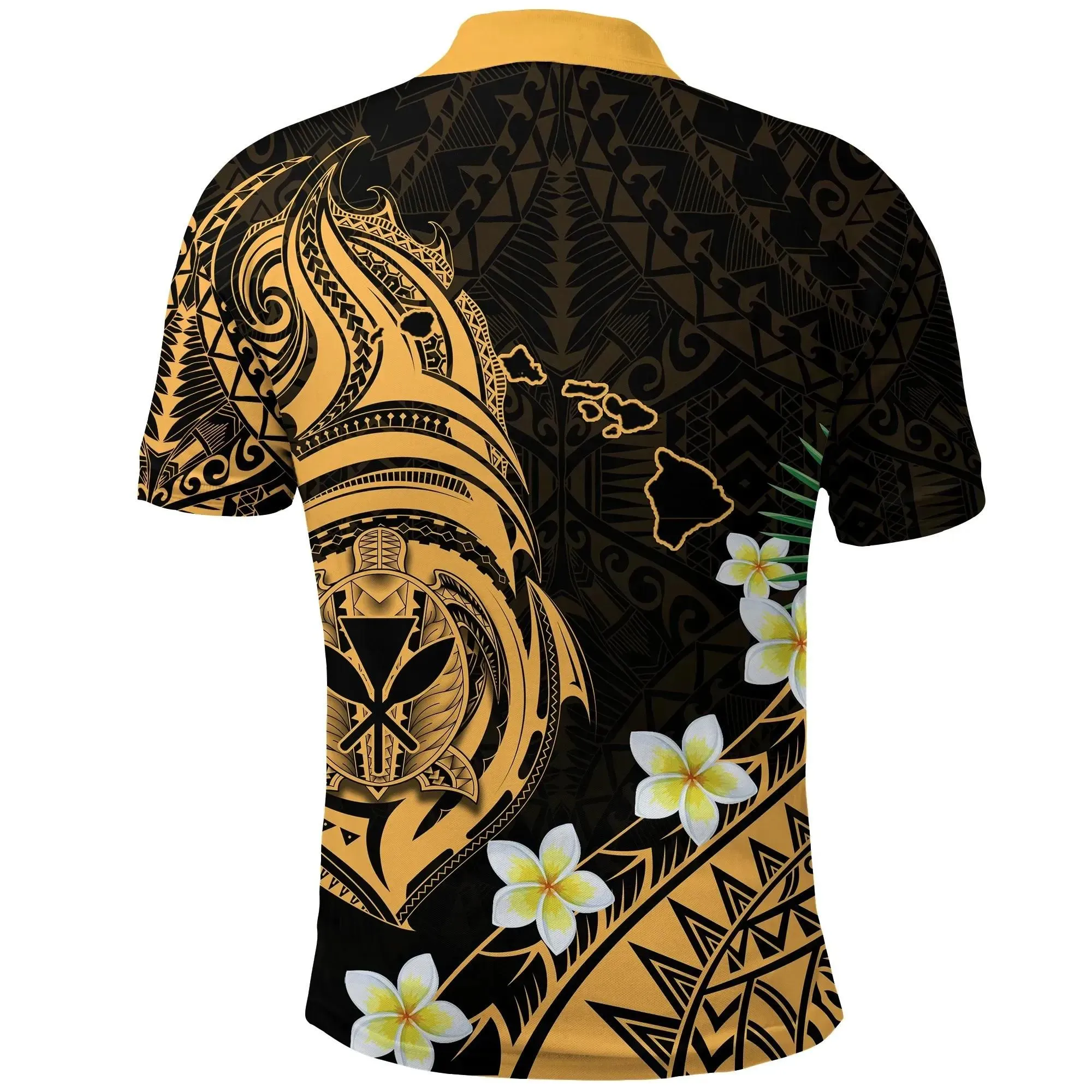 Heartbeat Polynesian Hawaii Polo Shirt Plumeria Turtle K13