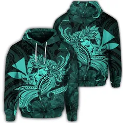 Alohawaii Hoodie - Hawaiian Map Hula Girl Hibiscus Kanaka Polynesian Hoodie - Turquoise - AH - J4R