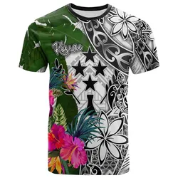 Kosrae T-Shirt White - Turtle Plumeria Banana Leaf - BN11