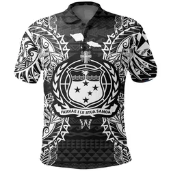 Samoa Polo Shirt - Samoa Coat Of Arms Map Polynesian Tattoo Black