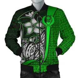 Pohnpei Micronesia Mens Bomber Jackets Green - Turtle With Hook