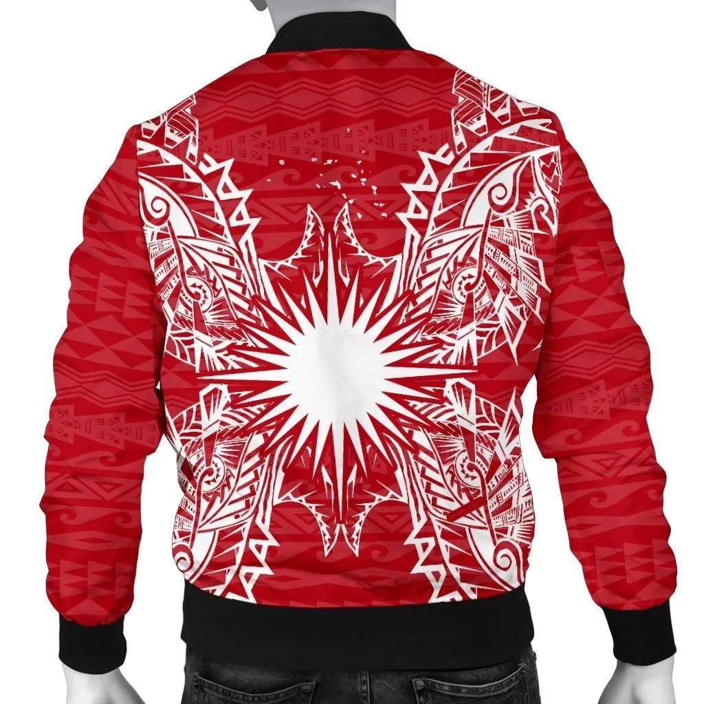 Marshall Polynesian Mens Bomber Jacket Map Red White