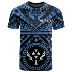 Kosrae Personalised T Shirt - Kosrae Flag In Polynesian Tattoo Style Blue