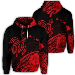 Hawaiian Turtle Polynesian Map Plumeria Hoodie Red
