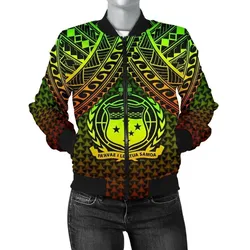 Polynesian Samoa Women's Bomber Jacket - Reggae Vintage Polynesian Patterns - BN15
