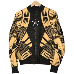 Austral Islands Men Bomber Jackets - Polynesian Tattoo Gold