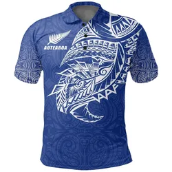 Maori Tattoo Polo Shirt Polynesian Style Blue