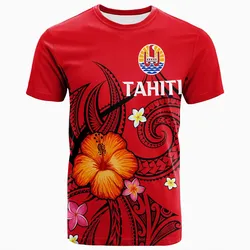 French Polynesia T-Shirt - Hibiscus With Tribal - LT12