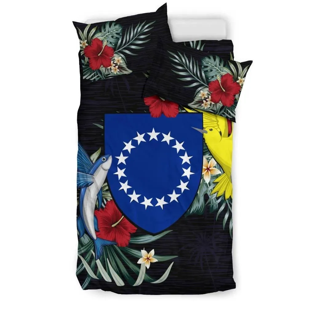 FamilyGater Bedding Set - Cover and Pillow Cases Cook Islands Hibiscus Coat Of Arms A02