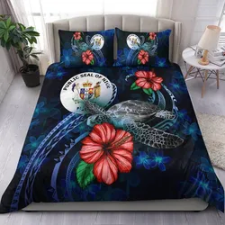 Niue Polynesian Bedding Set - Blue Turtle Hibiscus