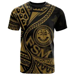 Federated States of Micronesia T-Shirt - Plumeria Flowers Gold Version