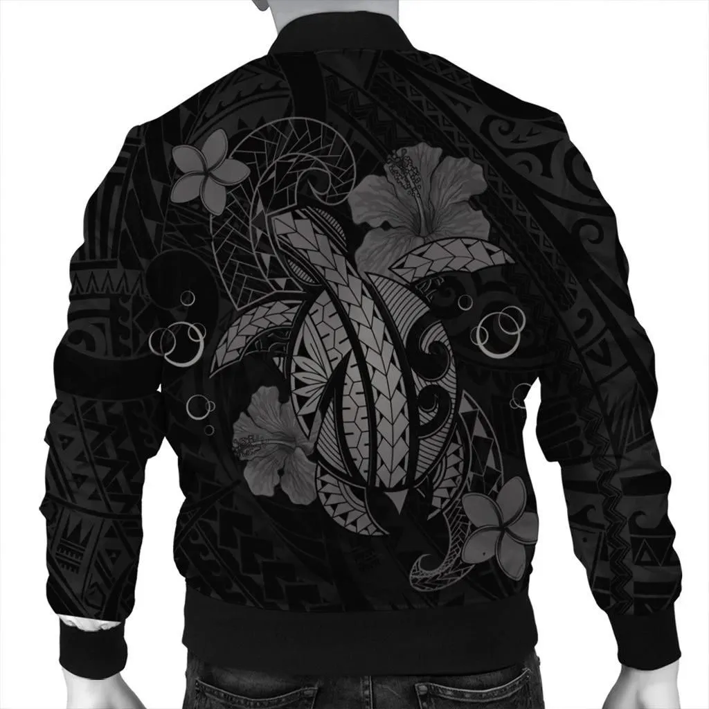 Alohawaii Jacket - Hawaii Turtle Flower Polynesian Bomber Jacket - Gray - AH - J4R