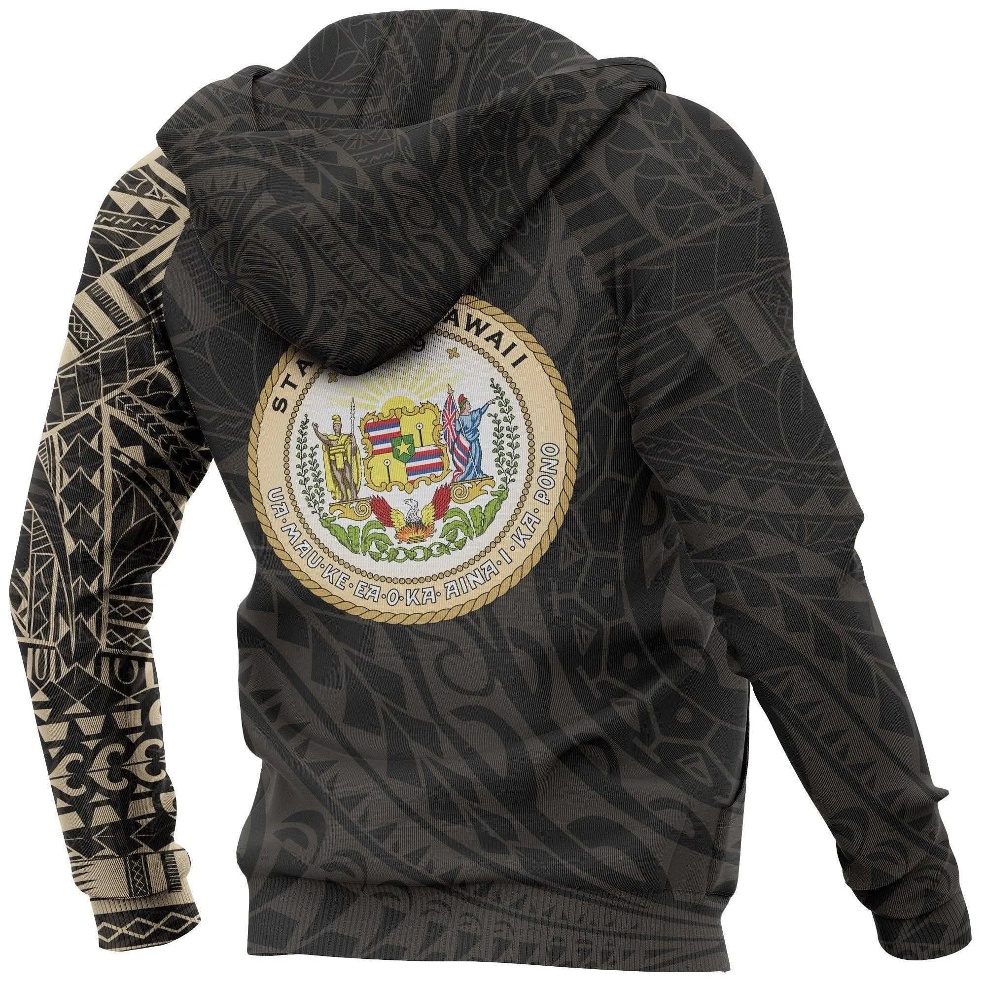 Hawaii Turtle Hoodie, Polynesian Tattoo Coat Of Arms All Over Print Hoodie