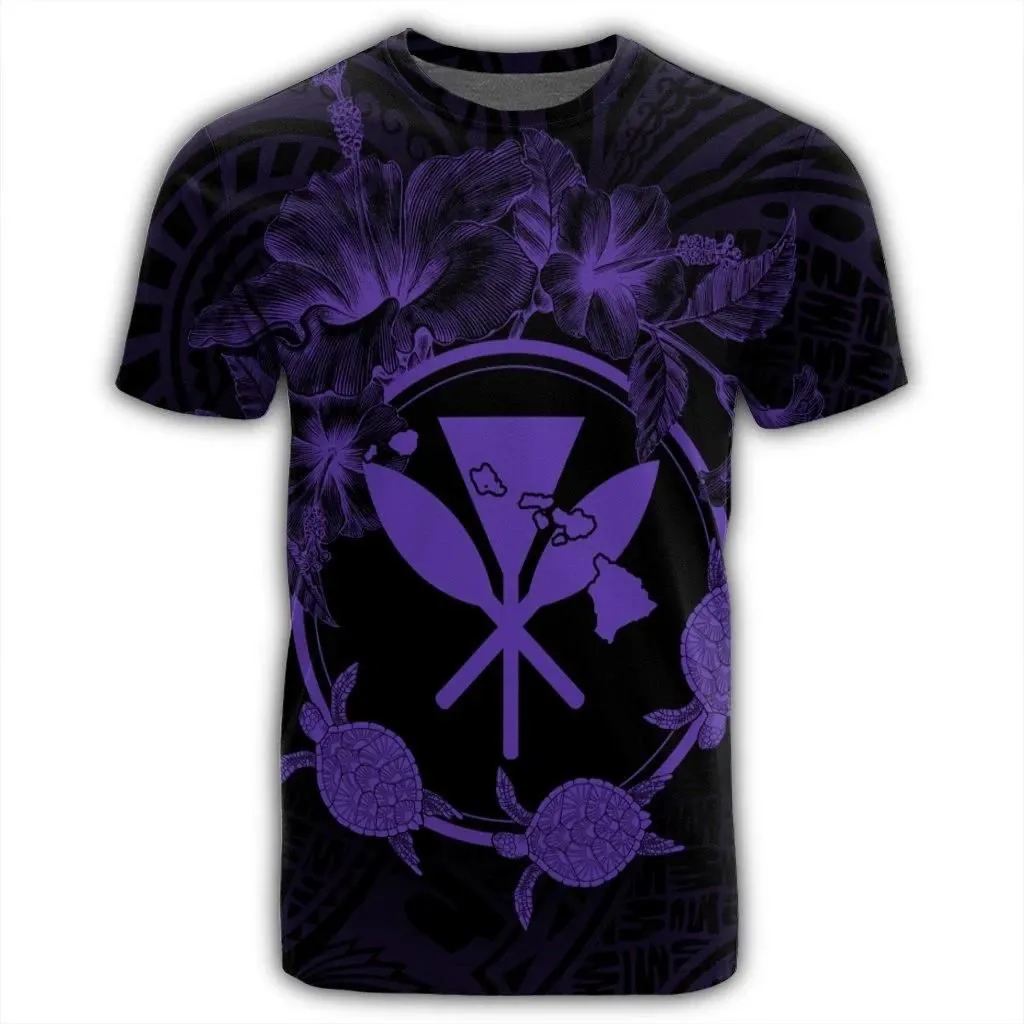 Alohawaii Tee - Hawaii Kanaka Turtle Hibiscus Polynesian T-shirt Anthea Style Purple - AH - J4R