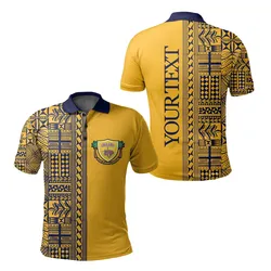 (Custom Personalised) Niue Rugby Polo Shirt Niue Hiapo Patterns No.2