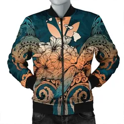 Alohawaii Jacket - Hawaii Turtle Wave Polynesian Bomber Jacket - Hey Style Orange - AH - J4R