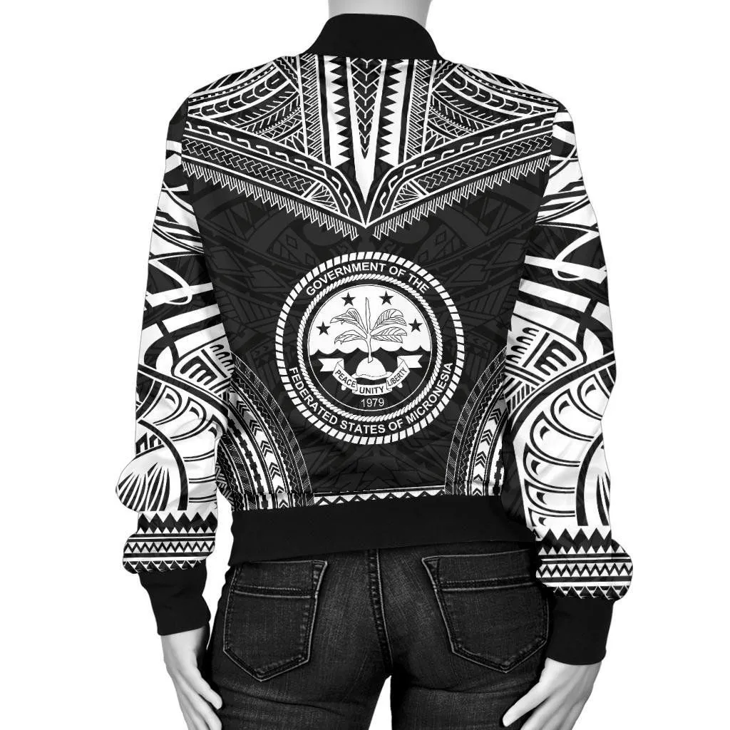 Federated States Of Micronesia Polynesian Chief Women'S Bomber Jacket - Black Version - Bn10