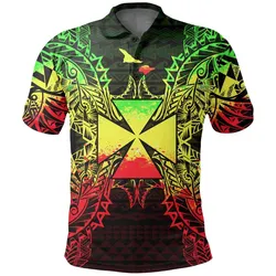 Wallis And Futuna Polo Shirt - Wallis And Futuna Coat Of Arms Map Polynesian Tattoo Reggae